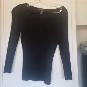 Cable & Gauge Long Sleeve Sweater Black Size Small